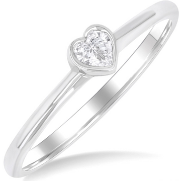 White Gold Heart Shaped Bezel Set Diamond Ring